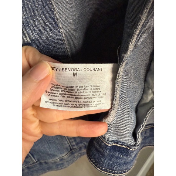 Vintage America Blues Denim Jean Jacket Medium Wash Button Front Women's M 90's - Picture 4 of 5